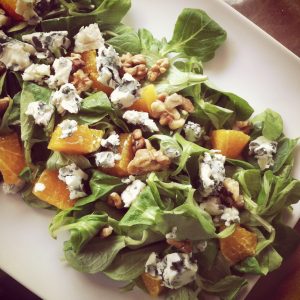 nutritious salad with pecans and oranges