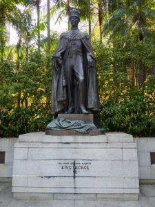 Central, Hong Kong - November 1, 2017: King George VI statue in Hong Kong Zoological and Botanical Gardens.