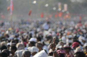 crowd of people gathering together 