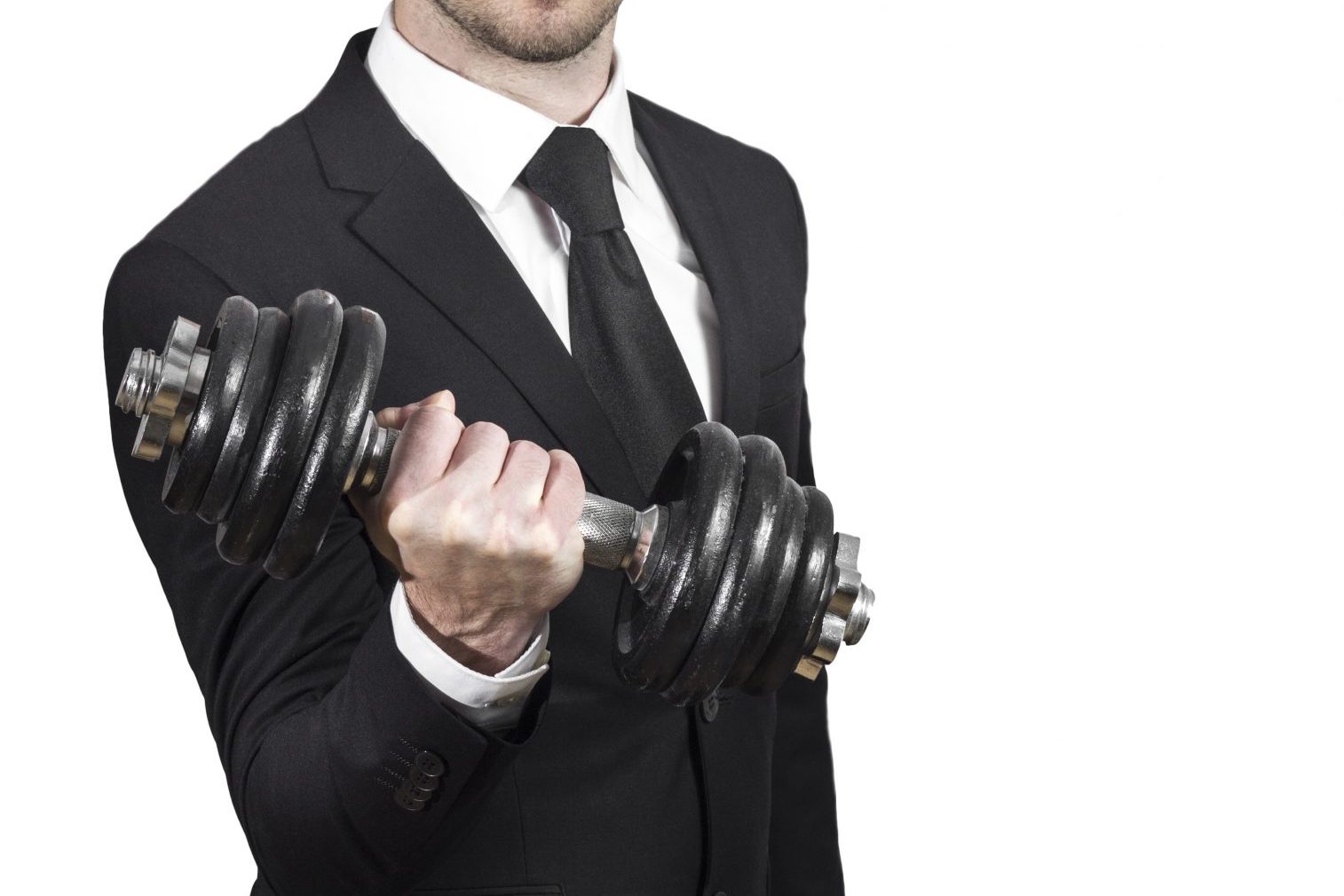 businessman lifting dumbbell weightlifting stress workout